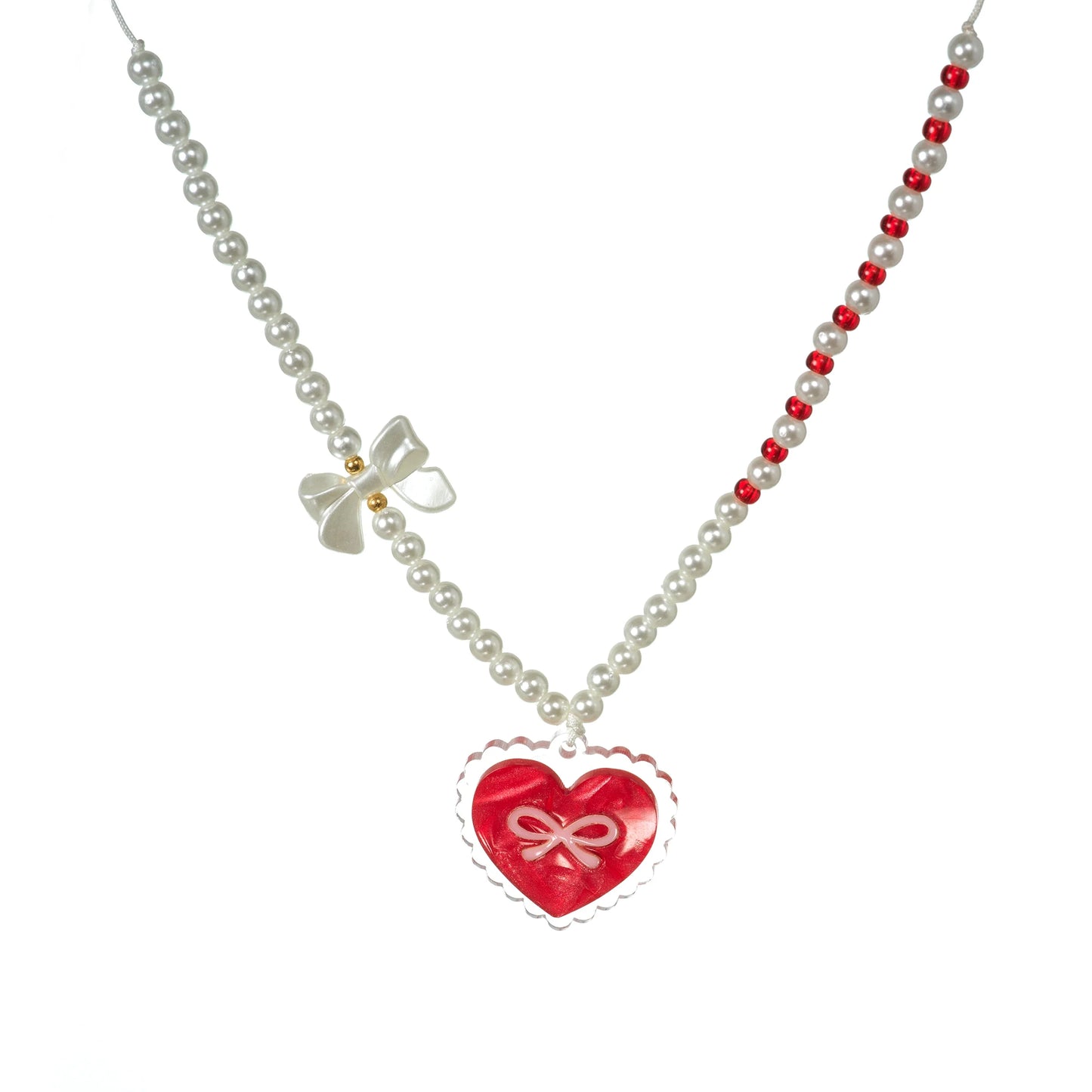 Sweetheart Bow Pearl Necklace