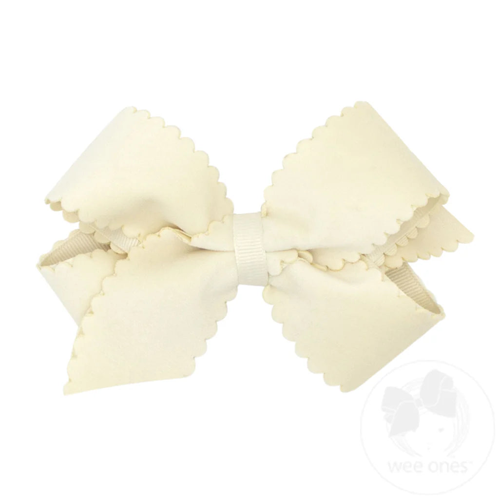 Medium Scalloped Edge Faux Velvet Overlay Bow