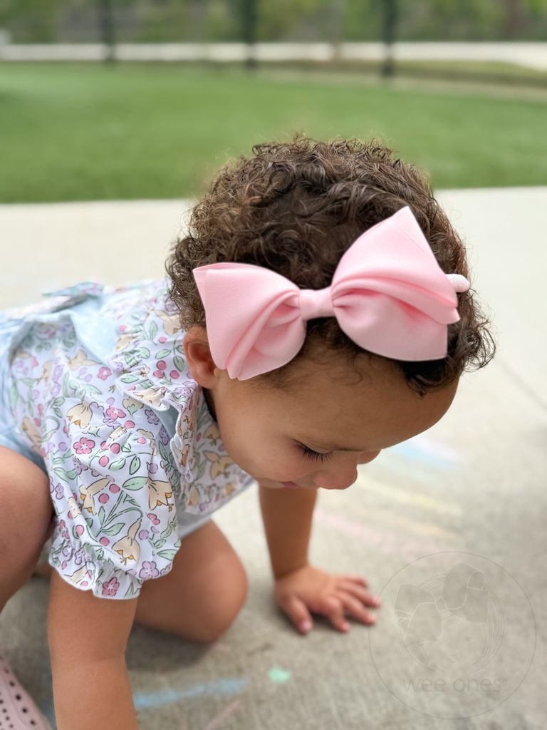 Blue Mini King Pleated Grosgrain Hair Bow Headband