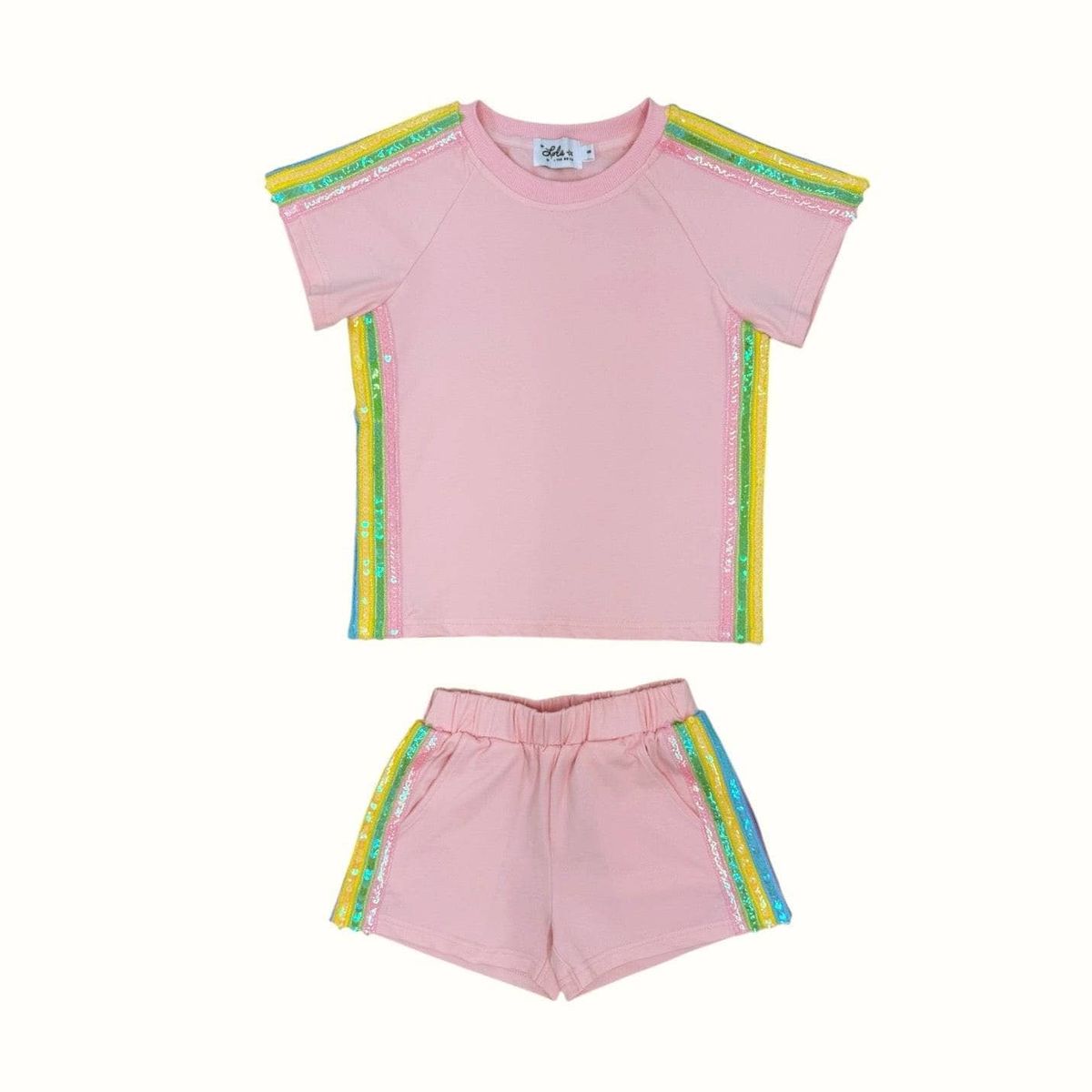 Rainbow Sequin Stripes Short Set