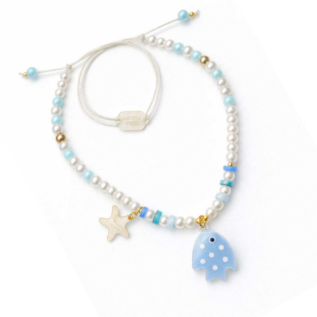 Glitter Blue Fish Pearl Necklace