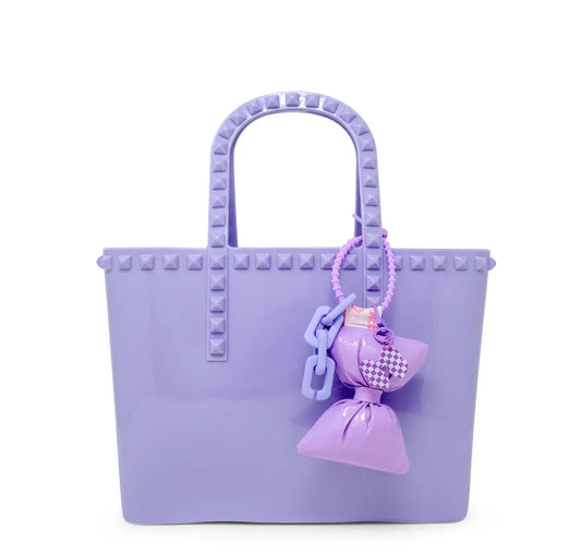 Jelly Stud Hot Lavender Tote w/ Puffy Bow Charm
