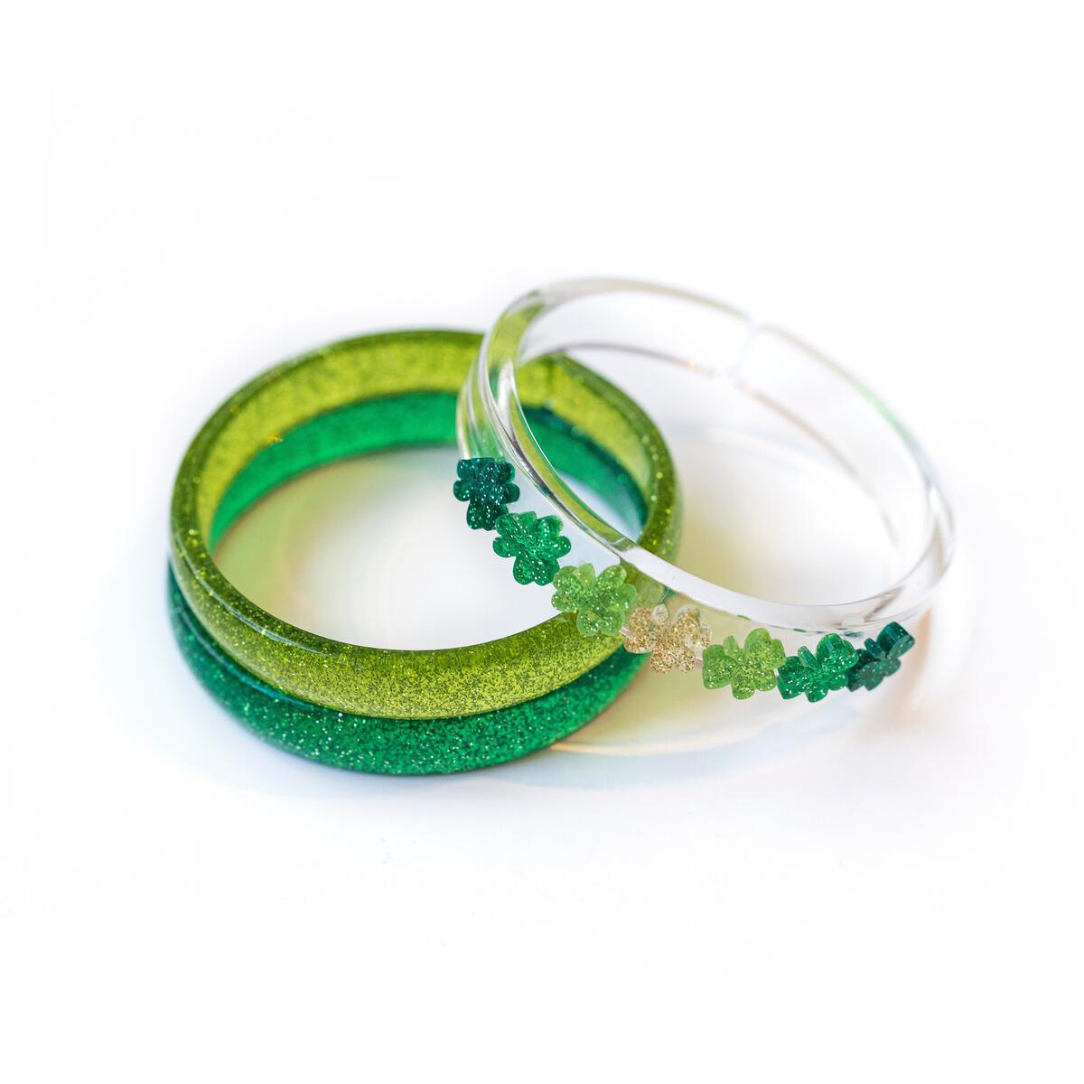 Shamrocks Luck Glitter Bangles Set