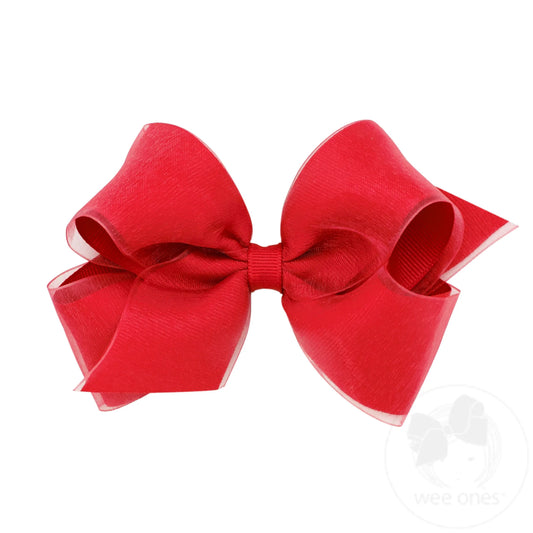 Organza Overlay Medium Red Bow