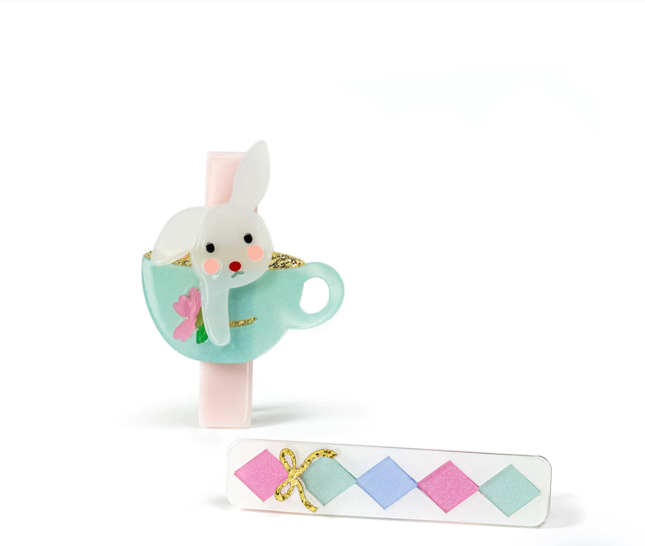 BUNNY IN A TEACUP HAIR CLIPS