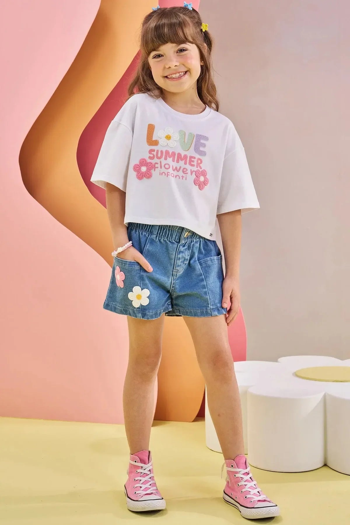 Love Summer Flower Shorts Set