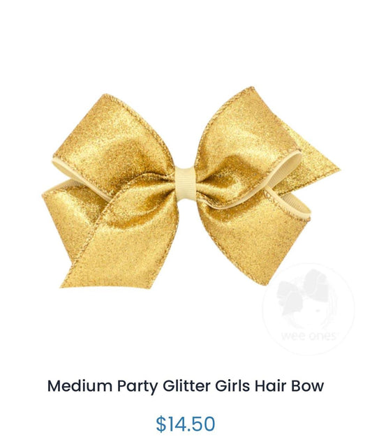 Party Glitter Gold Hair Bow