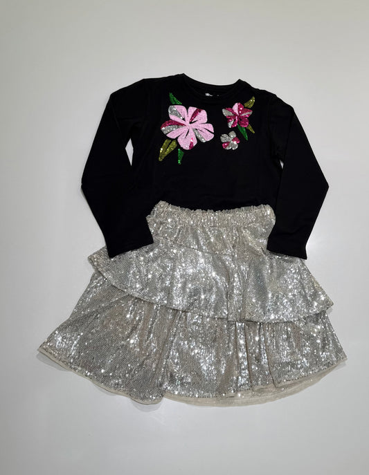 Floral Opulence Sequin Skirt Set