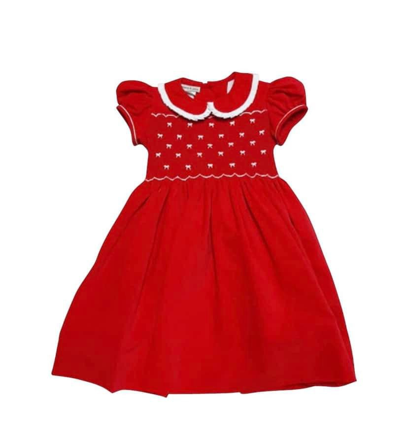 Red Bow Smocking Dress