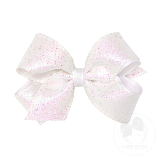 Party Glitter White Bow Medium