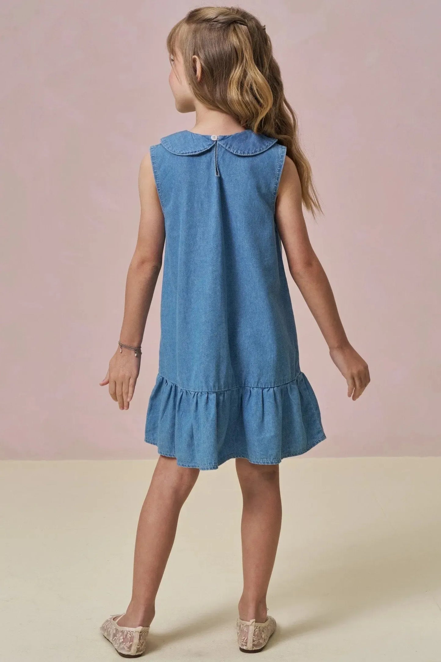 ESTEFANIA DENIM & PEARLS DRESS