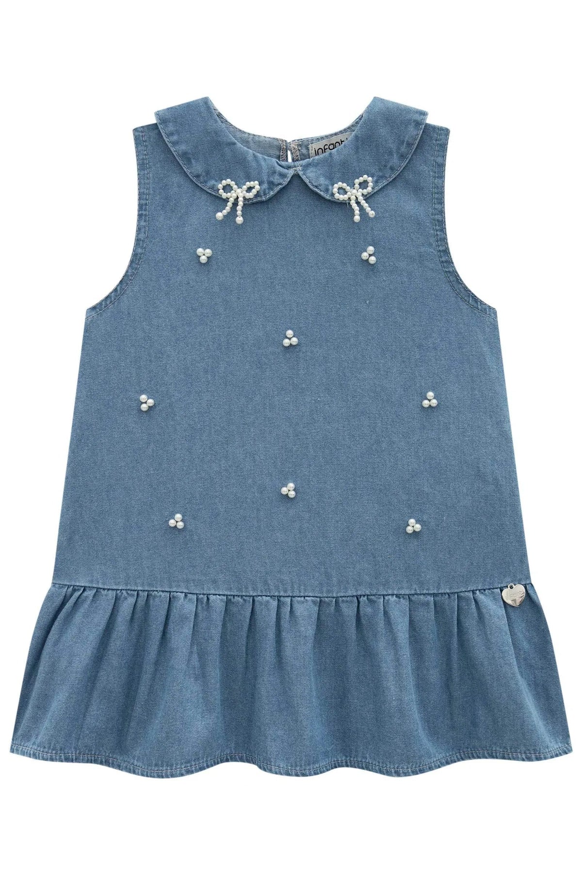 ESTEFANIA DENIM & PEARLS DRESS
