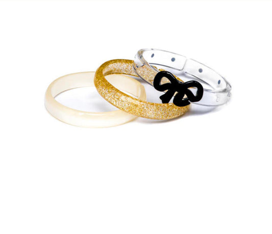 Bow Fancy Pearlized Gold Bangles