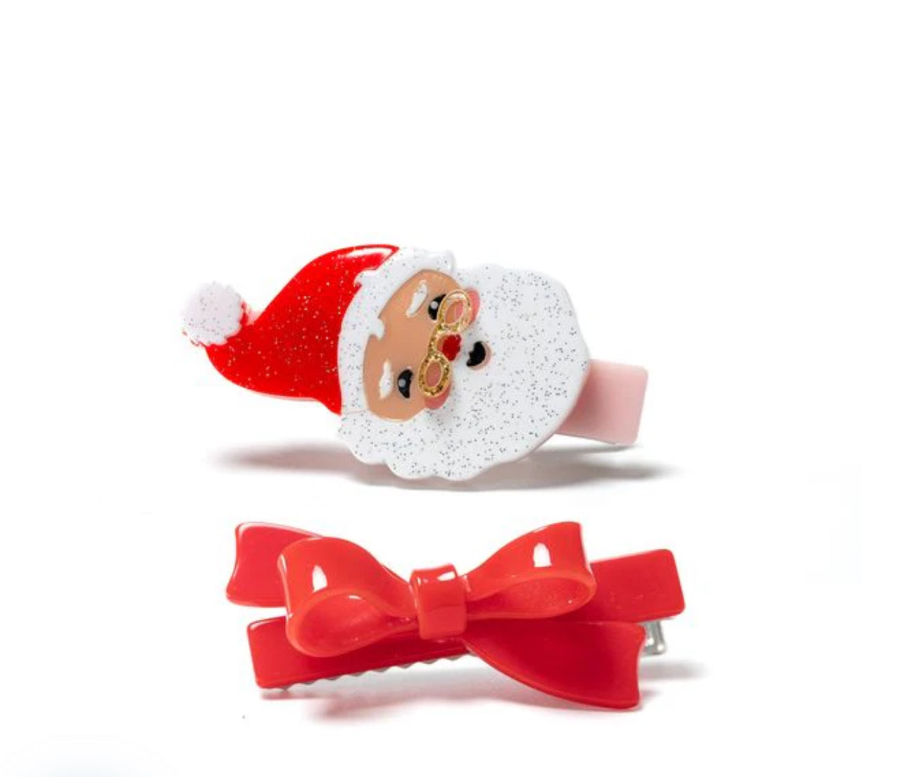 Santa & Bow Hair Clips Set