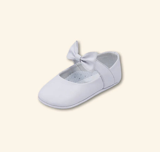 White Bow Leather Shoes