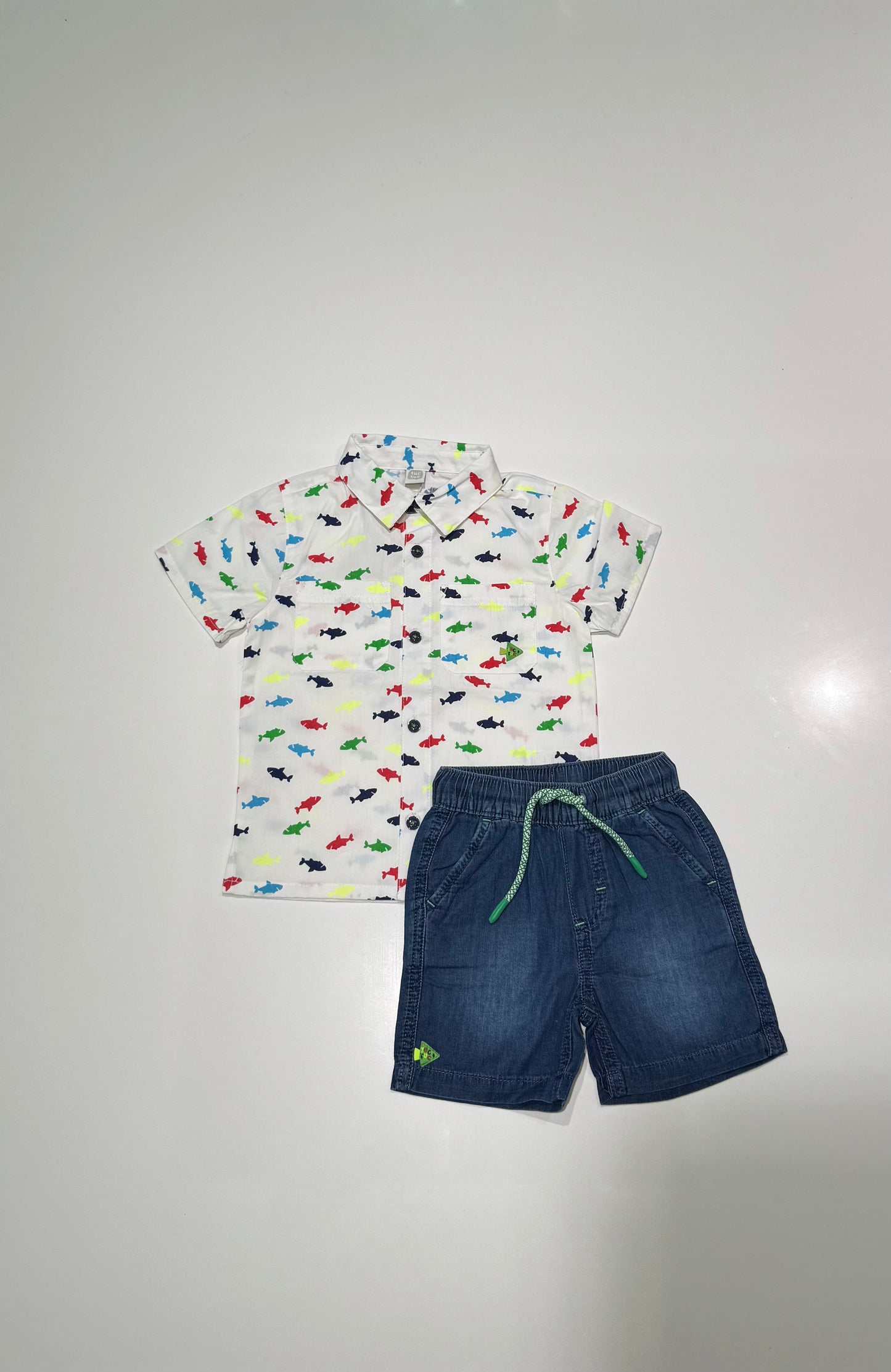 Color the Sea Shark Shorts Set