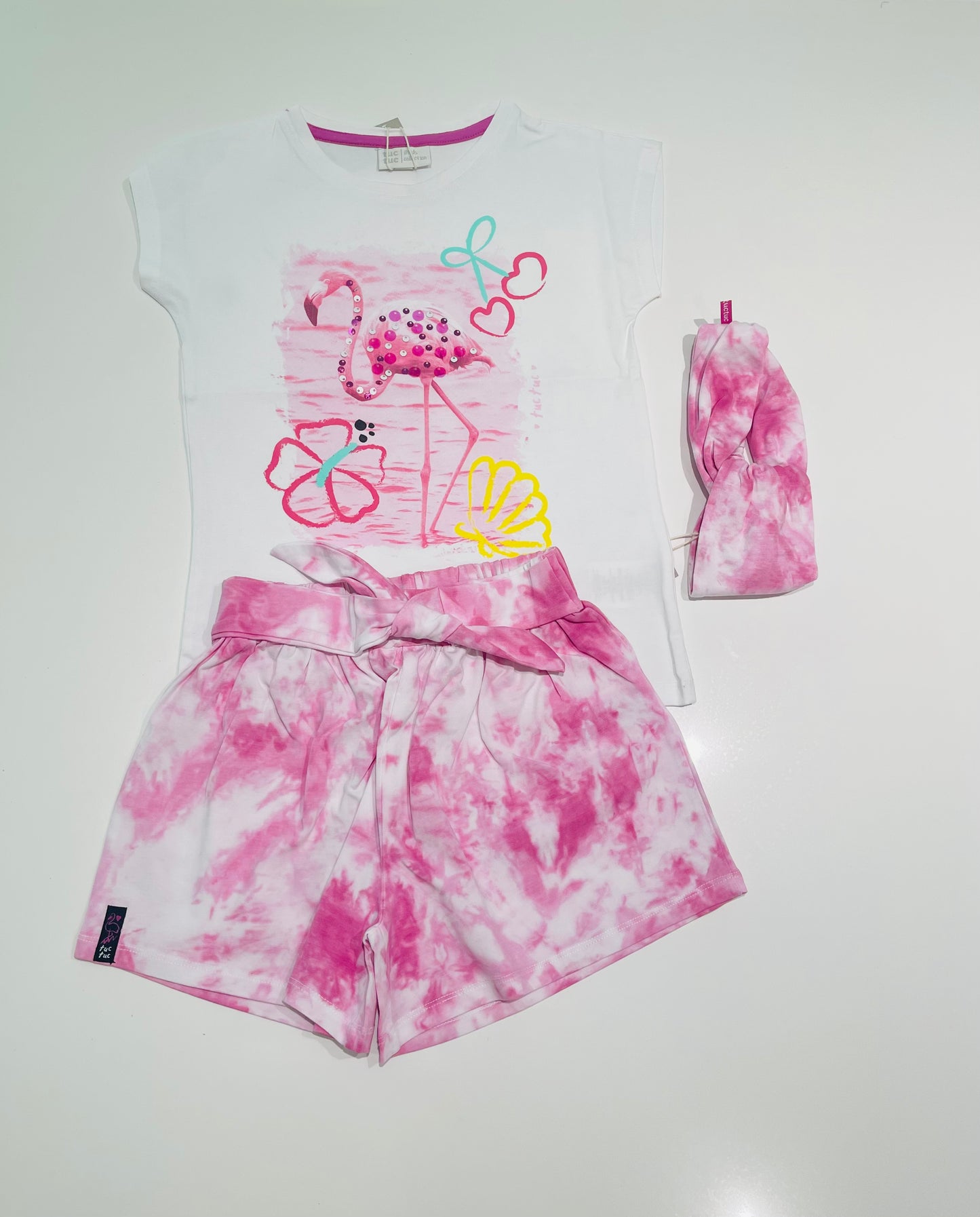 Flamingo Mood Tie Dye Shorts Set