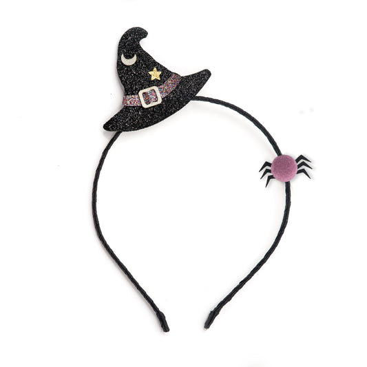 PU LEATHER WITCH HAT AND SPIDER HEADBAND