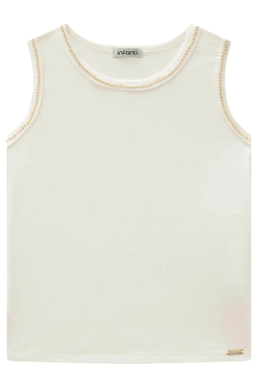 White Rhinestone Tank Top