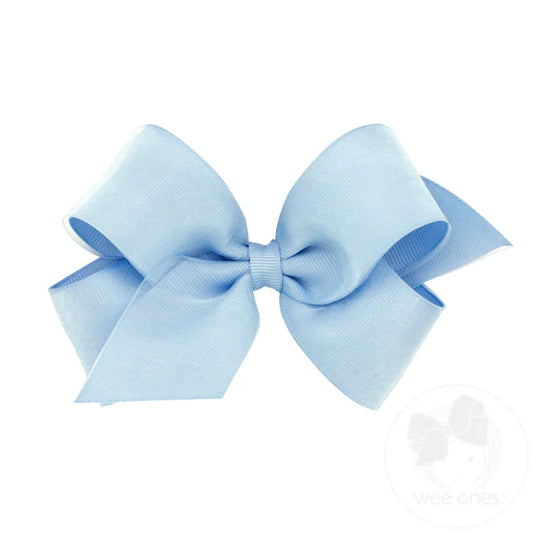 Grosgrain/ Organza Overlay Medium Bow - LB