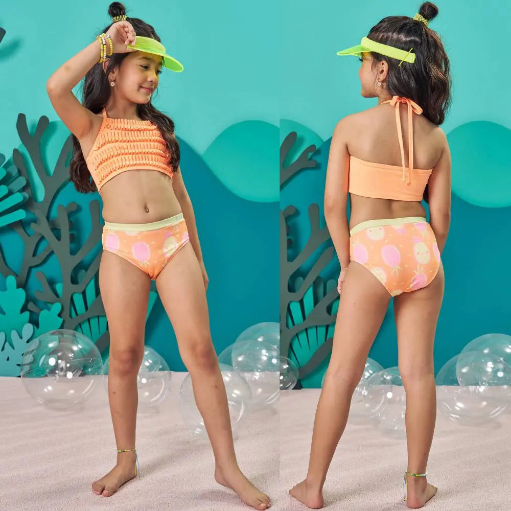 Neon Orange Pinapple Bikini