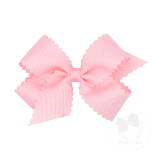 Scalloped Medium Bow- Light Pink