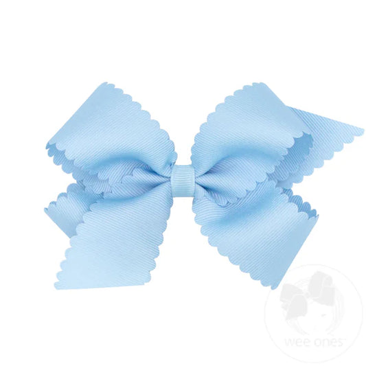 Scalloped Medium Bow - Light Blue