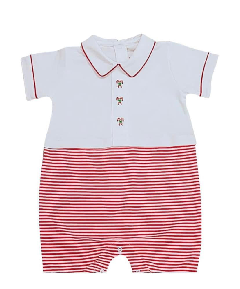 Candy Cane Boy Romper