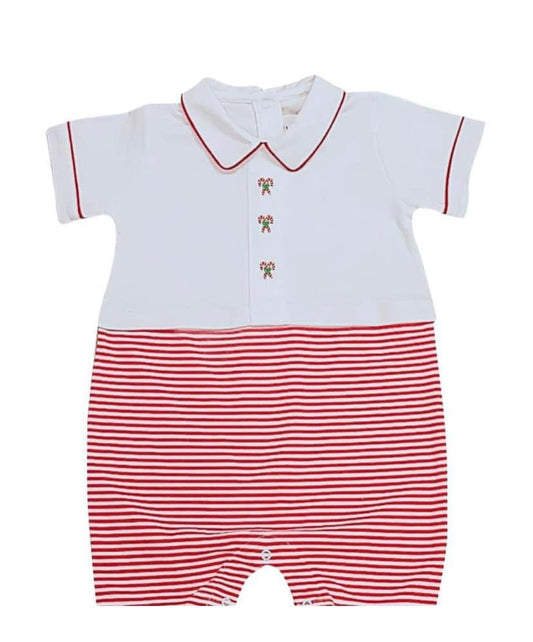 Candy Cane Boy Romper