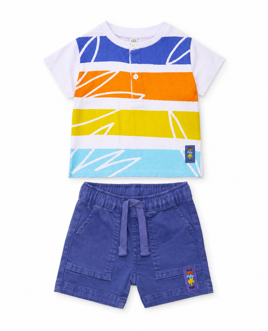 Retro Rainbow Shorts Set