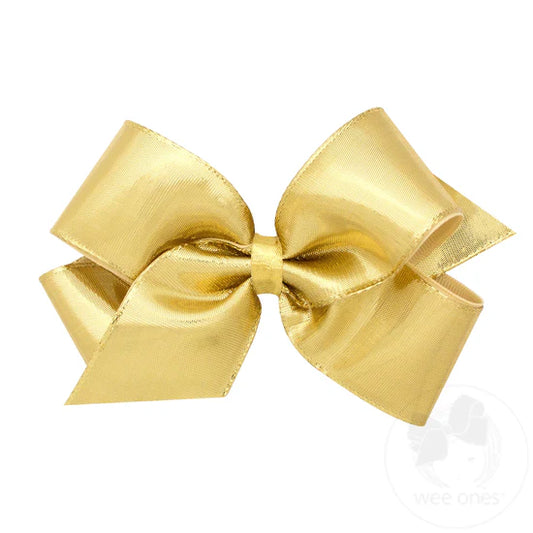 Gold Metallic Overlay Organza Bow