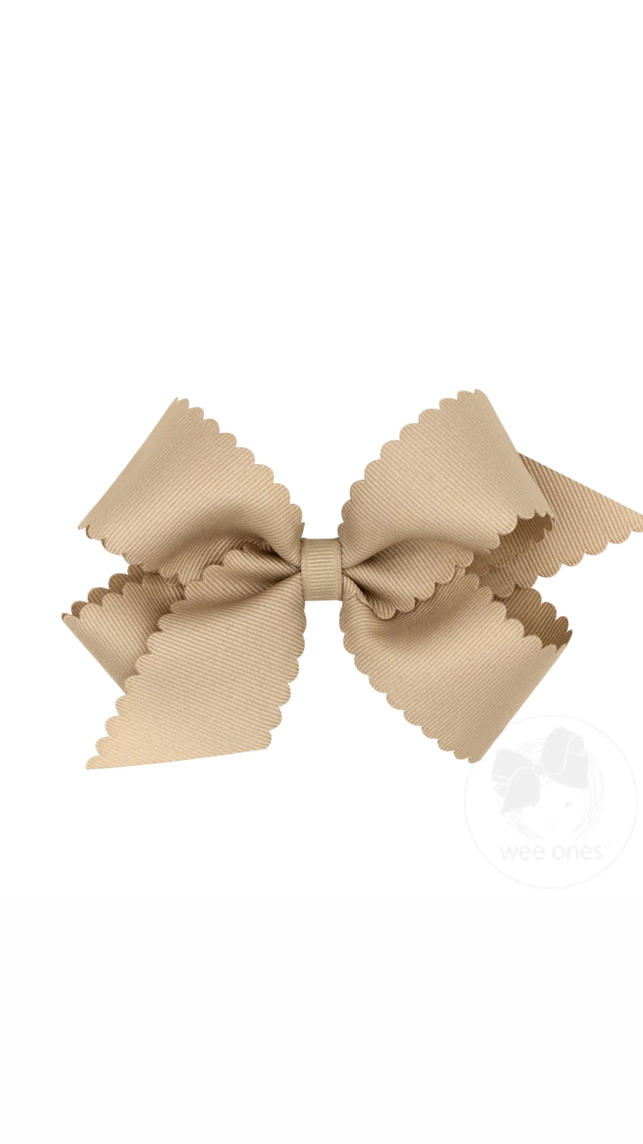 Scalloped Edge Medium Bow- Oatmeal