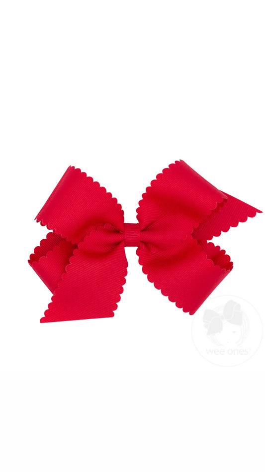 Scalloped Edge Red Medium Bow