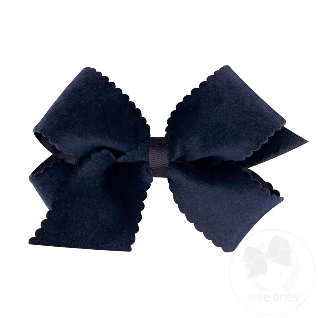 Medium Scalloped Edge Faux Velvet Overlay Bow