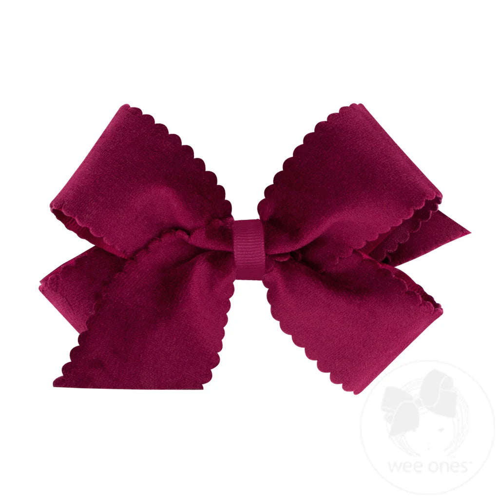 Medium Scalloped Edge Faux Velvet Overlay Bow