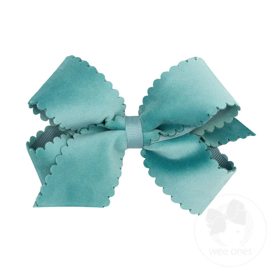 Medium Scalloped Edge Faux Velvet Overlay Bow