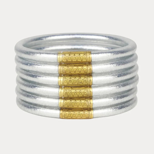SILVER ALL WEATHER BANGLES® (SET OF 6) - SERENITY PRAYER