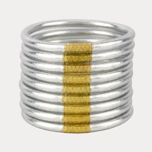 SILVER ALL WEATHER BANGLES® (SET OF 9) - SERENITY PRAYER