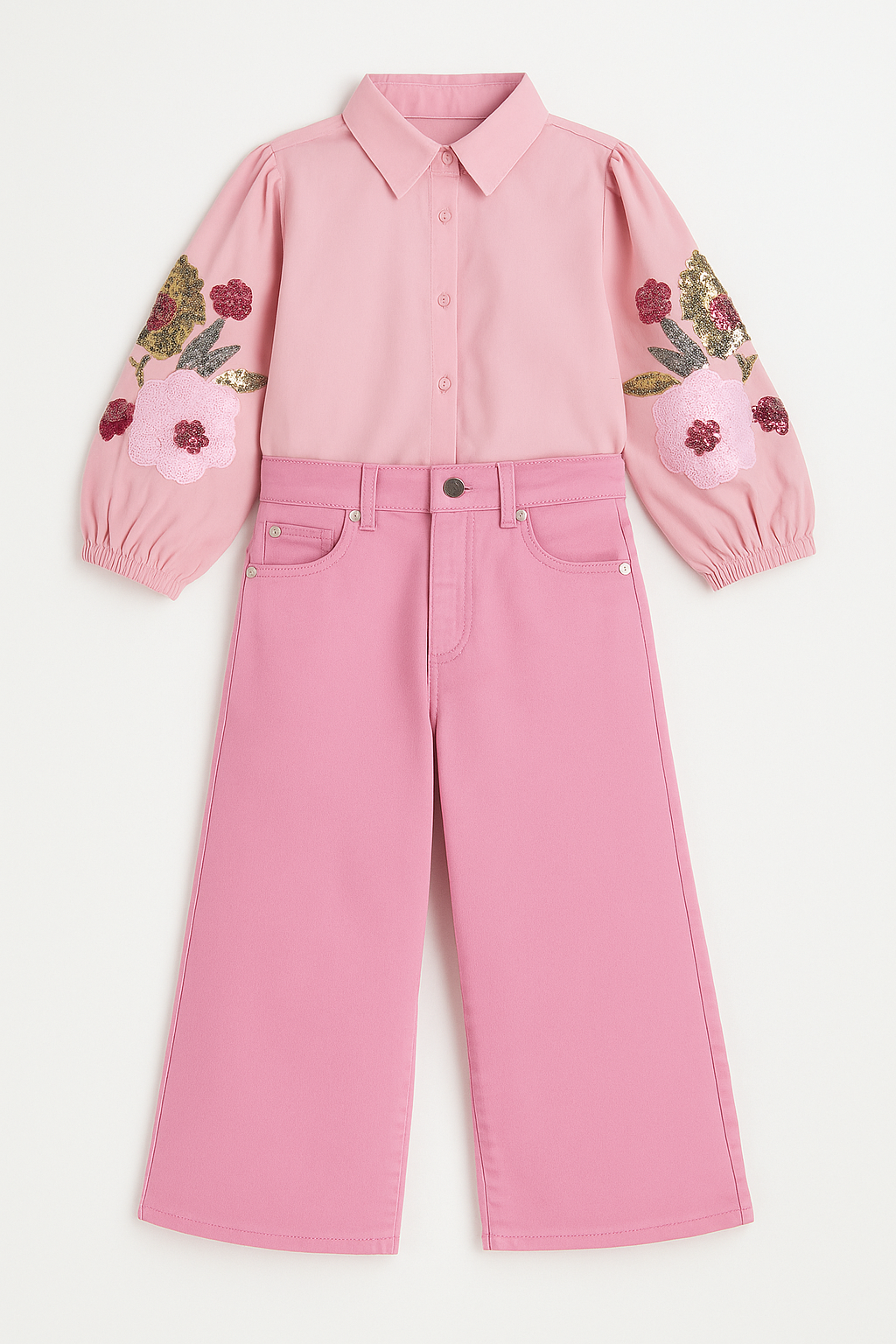 Floral Opulence Sequin Pink Denim Set