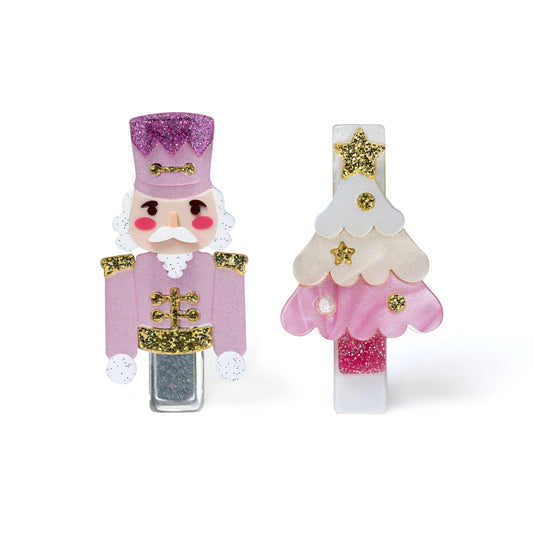 NUTCRACKER TREE PINK HAIR CLIPS